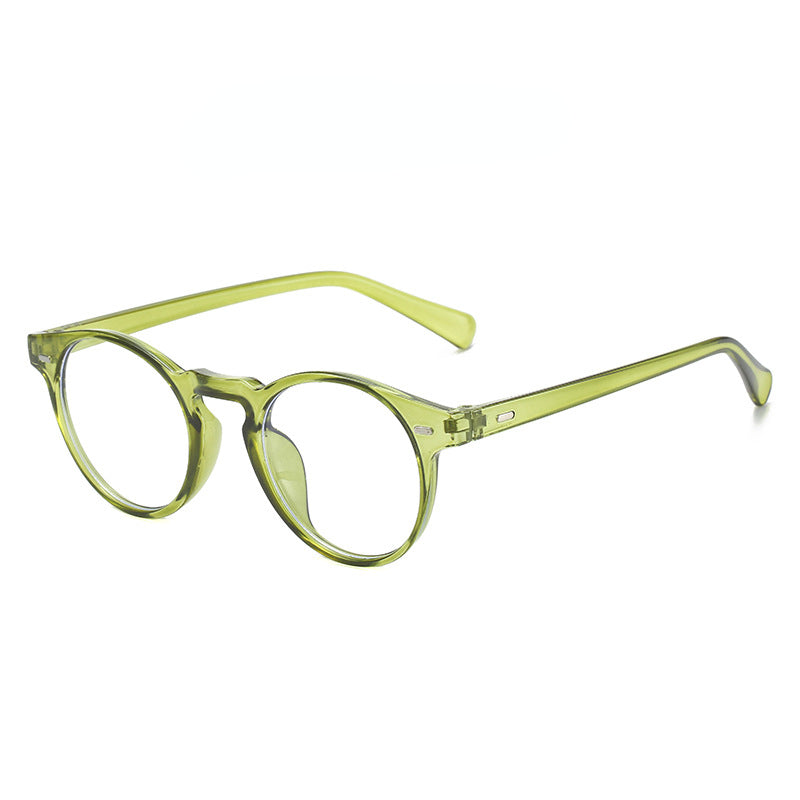 Wholesale Round Frame Rice Nail Candy Colored Anti Blue Light PC Glasses